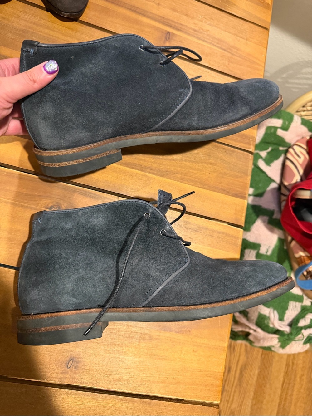 Aquatalia Navy Suede Chukka Boots